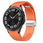 Bracelet de montre en silicone et cuir avec boucle magnétique argentée, pour Samsung Galaxy Watch 6
