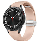 Bracelet de montre en silicone et cuir avec boucle magnétique argentée, pour Samsung Galaxy Watch 6