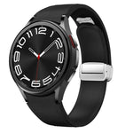 Bracelet de montre en silicone et cuir avec boucle magnétique argentée, pour Samsung Galaxy Watch 6
