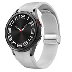 Bracelet de montre en silicone et cuir avec boucle magnétique argentée, pour Samsung Galaxy Watch 6