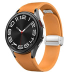 Bracelet de montre en silicone et cuir avec boucle magnétique argentée, pour Samsung Galaxy Watch 6