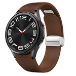 Bracelet de montre en silicone et cuir avec boucle magnétique argentée, pour Samsung Galaxy Watch 6