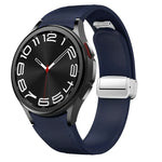 Bracelet de montre en silicone et cuir avec boucle magnétique argentée, pour Samsung Galaxy Watch 6