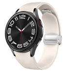 Bracelet de montre en silicone et cuir avec boucle magnétique argentée, pour Samsung Galaxy Watch 6