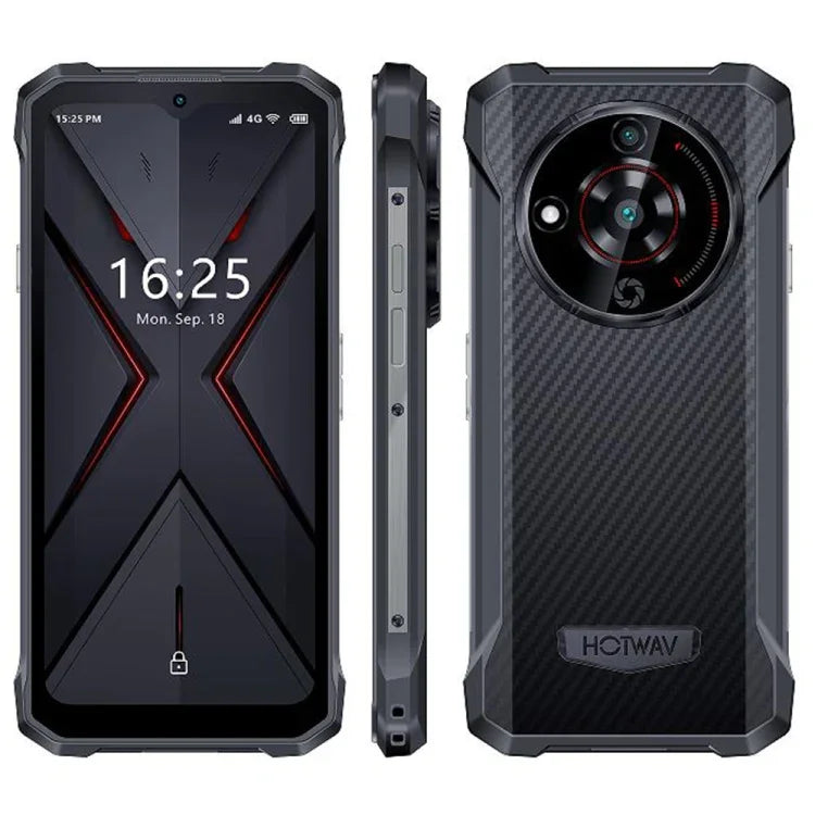 Téléphone robuste HOTWAV T7, batterie 6280 mAh, écran 6,52 pouces, Android 13, processeur octa-core MT8788, réseau : 4G, OTG, 4 Go de RAM + 128 Go de stockage