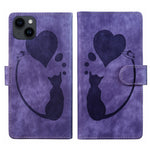 Étui de téléphone en cuir gaufré Pen Heart Cat, Pour iPhone 14 Plus, Pour iPhone 14, Pour iPhone 14 Pro, Pour iPhone 14 Pro Max, Pour iPhone 7 / 8 / SE 2022, Pour iPhone 13 Pro Max, Pour iPhone 13 Pro, Pour iPhone 13