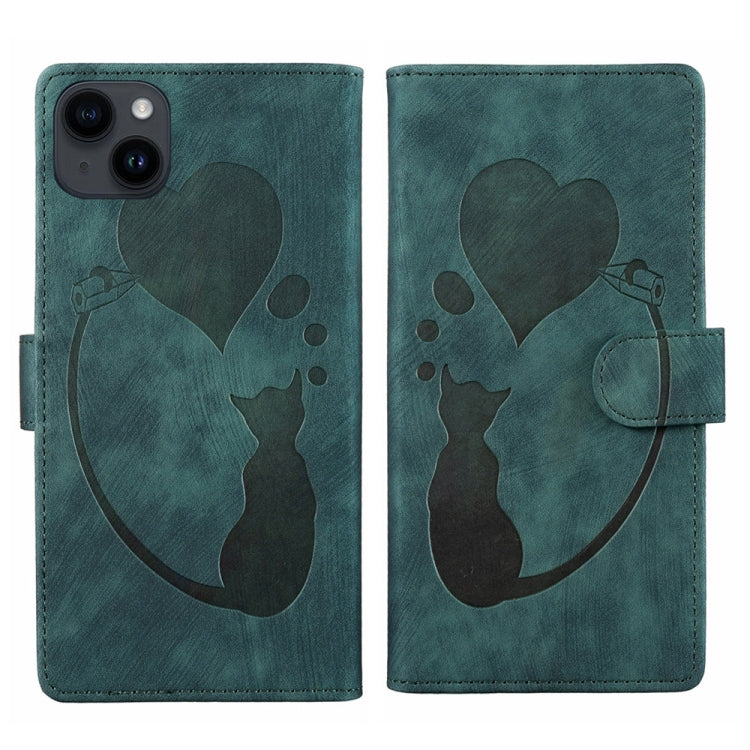 Étui de téléphone en cuir gaufré Pen Heart Cat, Pour iPhone 14 Plus, Pour iPhone 14, Pour iPhone 14 Pro, Pour iPhone 14 Pro Max, Pour iPhone 7 / 8 / SE 2022, Pour iPhone 13 Pro Max, Pour iPhone 13 Pro, Pour iPhone 13