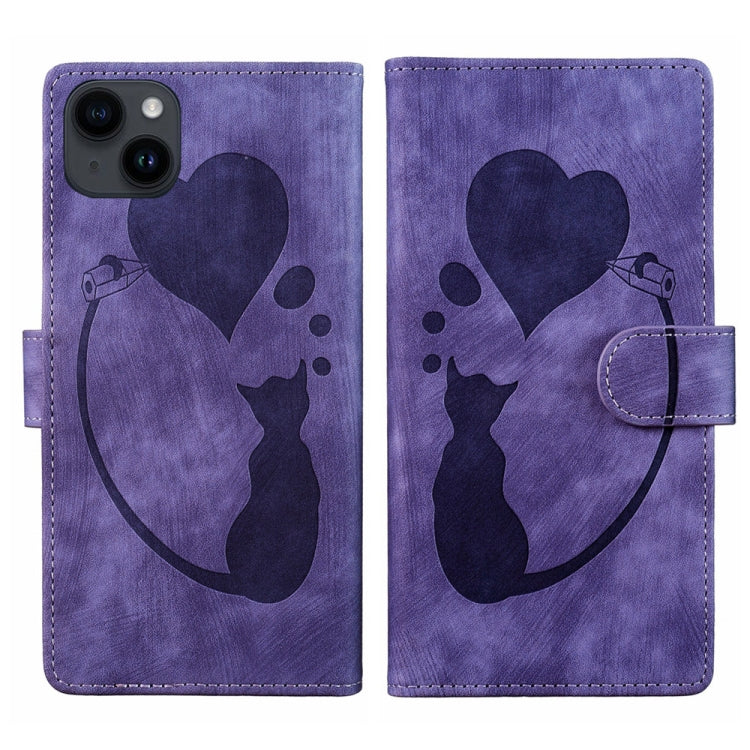 Étui de téléphone en cuir gaufré Pen Heart Cat, Pour iPhone 14 Plus, Pour iPhone 14, Pour iPhone 14 Pro, Pour iPhone 14 Pro Max, Pour iPhone 7 / 8 / SE 2022, Pour iPhone 13 Pro Max, Pour iPhone 13 Pro, Pour iPhone 13