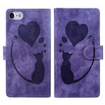 Étui de téléphone en cuir gaufré Pen Heart Cat, Pour iPhone 14 Plus, Pour iPhone 14, Pour iPhone 14 Pro, Pour iPhone 14 Pro Max, Pour iPhone 7 / 8 / SE 2022, Pour iPhone 13 Pro Max, Pour iPhone 13 Pro, Pour iPhone 13