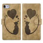 Étui de téléphone en cuir gaufré Pen Heart Cat, Pour iPhone 14 Plus, Pour iPhone 14, Pour iPhone 14 Pro, Pour iPhone 14 Pro Max, Pour iPhone 7 / 8 / SE 2022, Pour iPhone 13 Pro Max, Pour iPhone 13 Pro, Pour iPhone 13