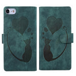 Étui de téléphone en cuir gaufré Pen Heart Cat, Pour iPhone 14 Plus, Pour iPhone 14, Pour iPhone 14 Pro, Pour iPhone 14 Pro Max, Pour iPhone 7 / 8 / SE 2022, Pour iPhone 13 Pro Max, Pour iPhone 13 Pro, Pour iPhone 13