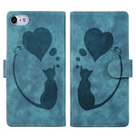 Étui de téléphone en cuir gaufré Pen Heart Cat, Pour iPhone 14 Plus, Pour iPhone 14, Pour iPhone 14 Pro, Pour iPhone 14 Pro Max, Pour iPhone 7 / 8 / SE 2022, Pour iPhone 13 Pro Max, Pour iPhone 13 Pro, Pour iPhone 13