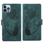 Étui de téléphone en cuir gaufré Pen Heart Cat, Pour iPhone 14 Plus, Pour iPhone 14, Pour iPhone 14 Pro, Pour iPhone 14 Pro Max, Pour iPhone 7 / 8 / SE 2022, Pour iPhone 13 Pro Max, Pour iPhone 13 Pro, Pour iPhone 13