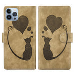 Étui de téléphone en cuir gaufré Pen Heart Cat, Pour iPhone 14 Plus, Pour iPhone 14, Pour iPhone 14 Pro, Pour iPhone 14 Pro Max, Pour iPhone 7 / 8 / SE 2022, Pour iPhone 13 Pro Max, Pour iPhone 13 Pro, Pour iPhone 13