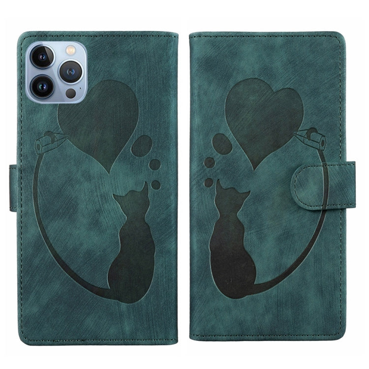 Étui de téléphone en cuir gaufré Pen Heart Cat, Pour iPhone 14 Plus, Pour iPhone 14, Pour iPhone 14 Pro, Pour iPhone 14 Pro Max, Pour iPhone 7 / 8 / SE 2022, Pour iPhone 13 Pro Max, Pour iPhone 13 Pro, Pour iPhone 13