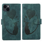 Étui de téléphone en cuir gaufré Pen Heart Cat, Pour iPhone 14 Plus, Pour iPhone 14, Pour iPhone 14 Pro, Pour iPhone 14 Pro Max, Pour iPhone 7 / 8 / SE 2022, Pour iPhone 13 Pro Max, Pour iPhone 13 Pro, Pour iPhone 13