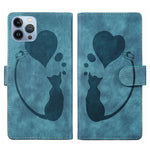 Coque de téléphone en cuir embossé stylo cœur chat, pour iPhone 13 mini, pour iPhone 12, pour iPhone 12 Pro Max, pour iPhone 12 Pro, pour iPhone 12 mini, pour iPhone 11 Pro Max, pour iPhone 11, pour iPhone 11 Pro