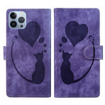 Coque de téléphone en cuir embossé stylo cœur chat, pour iPhone 13 mini, pour iPhone 12, pour iPhone 12 Pro Max, pour iPhone 12 Pro, pour iPhone 12 mini, pour iPhone 11 Pro Max, pour iPhone 11, pour iPhone 11 Pro
