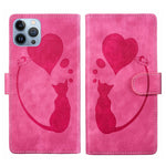 Coque de téléphone en cuir embossé stylo cœur chat, pour iPhone 13 mini, pour iPhone 12, pour iPhone 12 Pro Max, pour iPhone 12 Pro, pour iPhone 12 mini, pour iPhone 11 Pro Max, pour iPhone 11, pour iPhone 11 Pro