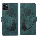 Coque de téléphone en cuir embossé stylo cœur chat, pour iPhone 13 mini, pour iPhone 12, pour iPhone 12 Pro Max, pour iPhone 12 Pro, pour iPhone 12 mini, pour iPhone 11 Pro Max, pour iPhone 11, pour iPhone 11 Pro