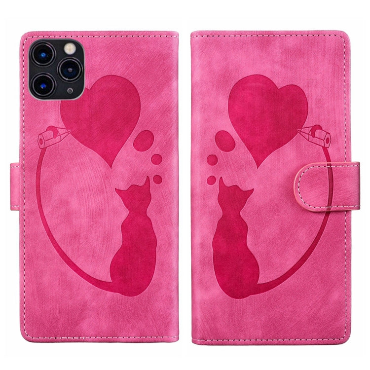 Coque de téléphone en cuir embossé stylo cœur chat, pour iPhone 13 mini, pour iPhone 12, pour iPhone 12 Pro Max, pour iPhone 12 Pro, pour iPhone 12 mini, pour iPhone 11 Pro Max, pour iPhone 11, pour iPhone 11 Pro