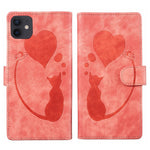 Coque de téléphone en cuir embossé stylo cœur chat, pour iPhone 13 mini, pour iPhone 12, pour iPhone 12 Pro Max, pour iPhone 12 Pro, pour iPhone 12 mini, pour iPhone 11 Pro Max, pour iPhone 11, pour iPhone 11 Pro