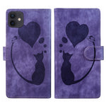 Coque de téléphone en cuir embossé stylo cœur chat, pour iPhone 13 mini, pour iPhone 12, pour iPhone 12 Pro Max, pour iPhone 12 Pro, pour iPhone 12 mini, pour iPhone 11 Pro Max, pour iPhone 11, pour iPhone 11 Pro