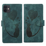 Coque de téléphone en cuir embossé stylo cœur chat, pour iPhone 13 mini, pour iPhone 12, pour iPhone 12 Pro Max, pour iPhone 12 Pro, pour iPhone 12 mini, pour iPhone 11 Pro Max, pour iPhone 11, pour iPhone 11 Pro