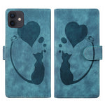 Coque de téléphone en cuir embossé stylo cœur chat, pour iPhone 13 mini, pour iPhone 12, pour iPhone 12 Pro Max, pour iPhone 12 Pro, pour iPhone 12 mini, pour iPhone 11 Pro Max, pour iPhone 11, pour iPhone 11 Pro