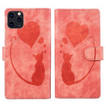 Coque de téléphone en cuir embossé stylo cœur chat, pour iPhone 13 mini, pour iPhone 12, pour iPhone 12 Pro Max, pour iPhone 12 Pro, pour iPhone 12 mini, pour iPhone 11 Pro Max, pour iPhone 11, pour iPhone 11 Pro