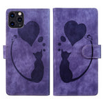 Coque de téléphone en cuir embossé stylo cœur chat, pour iPhone 13 mini, pour iPhone 12, pour iPhone 12 Pro Max, pour iPhone 12 Pro, pour iPhone 12 mini, pour iPhone 11 Pro Max, pour iPhone 11, pour iPhone 11 Pro