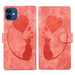 Coque de téléphone en cuir embossé stylo cœur chat, pour iPhone 13 mini, pour iPhone 12, pour iPhone 12 Pro Max, pour iPhone 12 Pro, pour iPhone 12 mini, pour iPhone 11 Pro Max, pour iPhone 11, pour iPhone 11 Pro