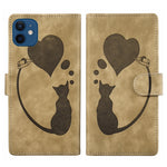 Coque de téléphone en cuir embossé stylo cœur chat, pour iPhone 13 mini, pour iPhone 12, pour iPhone 12 Pro Max, pour iPhone 12 Pro, pour iPhone 12 mini, pour iPhone 11 Pro Max, pour iPhone 11, pour iPhone 11 Pro