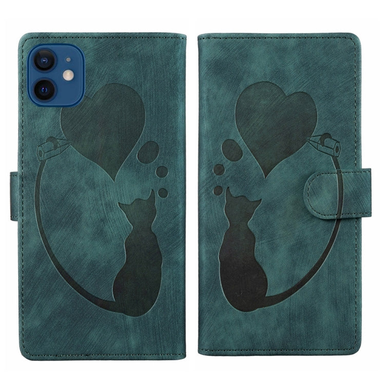 Coque de téléphone en cuir embossé stylo cœur chat, pour iPhone 13 mini, pour iPhone 12, pour iPhone 12 Pro Max, pour iPhone 12 Pro, pour iPhone 12 mini, pour iPhone 11 Pro Max, pour iPhone 11, pour iPhone 11 Pro