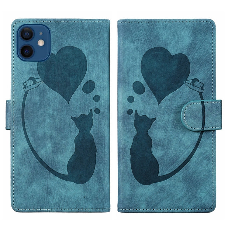 Coque de téléphone en cuir embossé stylo cœur chat, pour iPhone 13 mini, pour iPhone 12, pour iPhone 12 Pro Max, pour iPhone 12 Pro, pour iPhone 12 mini, pour iPhone 11 Pro Max, pour iPhone 11, pour iPhone 11 Pro