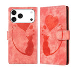 Étui de téléphone en cuir gaufré stylo cœur chat, Pour iPhone 17 Pro Max, Pour iPhone 17 Pro, Pour iPhone 17, Pour iPhone Air, Pour iPhone 15 Pro Max, Pour iPhone 15 Pro, Pour iPhone 15 Plus, Pour iPhone 15