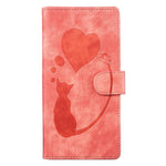 Étui de téléphone en cuir gaufré stylo cœur chat, Pour iPhone 17 Pro Max, Pour iPhone 17 Pro, Pour iPhone 17, Pour iPhone Air, Pour iPhone 15 Pro Max, Pour iPhone 15 Pro, Pour iPhone 15 Plus, Pour iPhone 15
