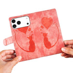 Étui de téléphone en cuir gaufré stylo cœur chat, Pour iPhone 17 Pro Max, Pour iPhone 17 Pro, Pour iPhone 17, Pour iPhone Air, Pour iPhone 15 Pro Max, Pour iPhone 15 Pro, Pour iPhone 15 Plus, Pour iPhone 15