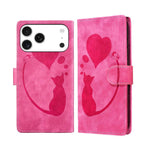 Étui de téléphone en cuir gaufré stylo cœur chat, Pour iPhone 17 Pro Max, Pour iPhone 17 Pro, Pour iPhone 17, Pour iPhone Air, Pour iPhone 15 Pro Max, Pour iPhone 15 Pro, Pour iPhone 15 Plus, Pour iPhone 15