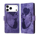 Étui de téléphone en cuir gaufré stylo cœur chat, Pour iPhone 17 Pro Max, Pour iPhone 17 Pro, Pour iPhone 17, Pour iPhone Air, Pour iPhone 15 Pro Max, Pour iPhone 15 Pro, Pour iPhone 15 Plus, Pour iPhone 15