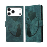 Étui de téléphone en cuir gaufré stylo cœur chat, Pour iPhone 17 Pro Max, Pour iPhone 17 Pro, Pour iPhone 17, Pour iPhone Air, Pour iPhone 15 Pro Max, Pour iPhone 15 Pro, Pour iPhone 15 Plus, Pour iPhone 15