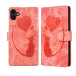 Étui de téléphone en cuir gaufré stylo cœur chat, Pour iPhone 17 Pro Max, Pour iPhone 17 Pro, Pour iPhone 17, Pour iPhone Air, Pour iPhone 15 Pro Max, Pour iPhone 15 Pro, Pour iPhone 15 Plus, Pour iPhone 15