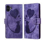 Étui de téléphone en cuir gaufré stylo cœur chat, Pour iPhone 17 Pro Max, Pour iPhone 17 Pro, Pour iPhone 17, Pour iPhone Air, Pour iPhone 15 Pro Max, Pour iPhone 15 Pro, Pour iPhone 15 Plus, Pour iPhone 15