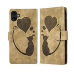 Étui de téléphone en cuir gaufré stylo cœur chat, Pour iPhone 17 Pro Max, Pour iPhone 17 Pro, Pour iPhone 17, Pour iPhone Air, Pour iPhone 15 Pro Max, Pour iPhone 15 Pro, Pour iPhone 15 Plus, Pour iPhone 15