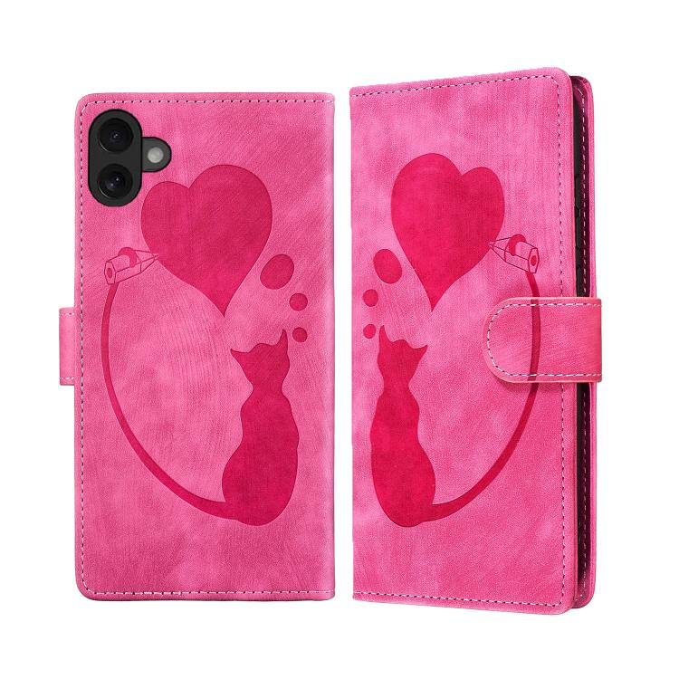 Étui de téléphone en cuir gaufré stylo cœur chat, Pour iPhone 17 Pro Max, Pour iPhone 17 Pro, Pour iPhone 17, Pour iPhone Air, Pour iPhone 15 Pro Max, Pour iPhone 15 Pro, Pour iPhone 15 Plus, Pour iPhone 15