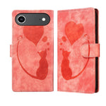 Étui de téléphone en cuir gaufré stylo cœur chat, Pour iPhone 17 Pro Max, Pour iPhone 17 Pro, Pour iPhone 17, Pour iPhone Air, Pour iPhone 15 Pro Max, Pour iPhone 15 Pro, Pour iPhone 15 Plus, Pour iPhone 15