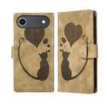 Étui de téléphone en cuir gaufré stylo cœur chat, Pour iPhone 17 Pro Max, Pour iPhone 17 Pro, Pour iPhone 17, Pour iPhone Air, Pour iPhone 15 Pro Max, Pour iPhone 15 Pro, Pour iPhone 15 Plus, Pour iPhone 15