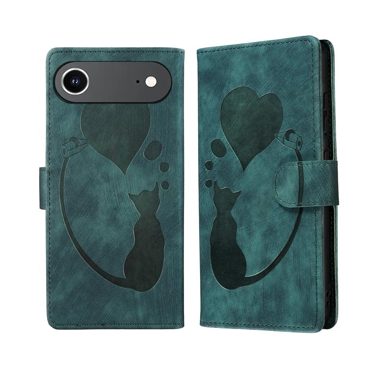 Étui de téléphone en cuir gaufré stylo cœur chat, Pour iPhone 17 Pro Max, Pour iPhone 17 Pro, Pour iPhone 17, Pour iPhone Air, Pour iPhone 15 Pro Max, Pour iPhone 15 Pro, Pour iPhone 15 Plus, Pour iPhone 15