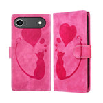 Étui de téléphone en cuir gaufré stylo cœur chat, Pour iPhone 17 Pro Max, Pour iPhone 17 Pro, Pour iPhone 17, Pour iPhone Air, Pour iPhone 15 Pro Max, Pour iPhone 15 Pro, Pour iPhone 15 Plus, Pour iPhone 15