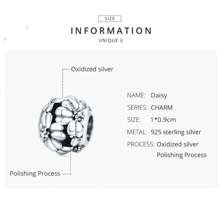 Perles Marguerite Simples en Argent Sterling S925 Accessoires DIY pour Bracelet Collier